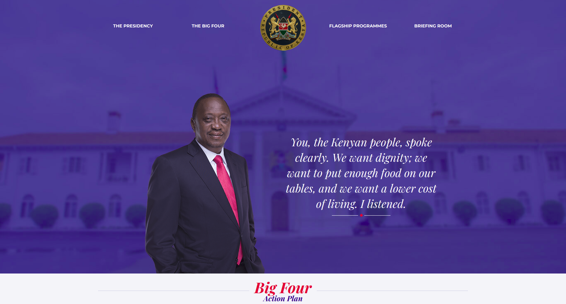 Develop new Website for the President of the Republic of Kenya