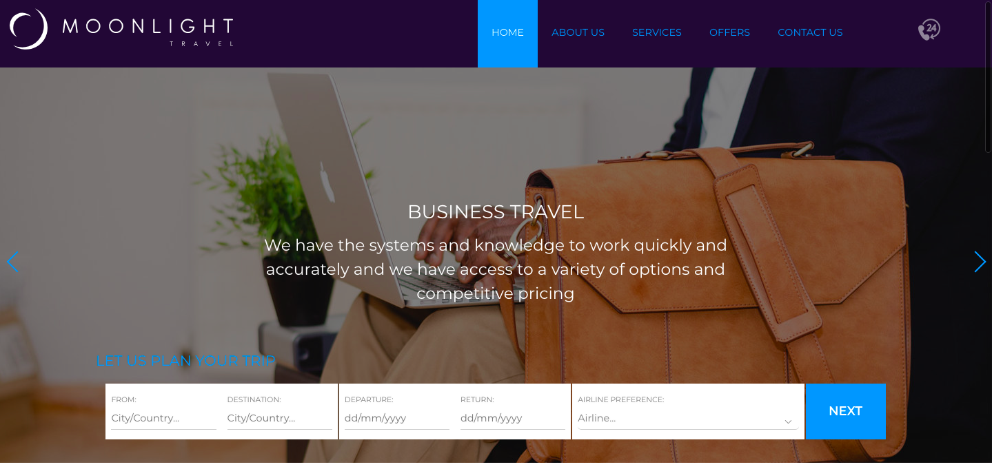 Development of a corporate website for Moonlight Travel in South Sudan